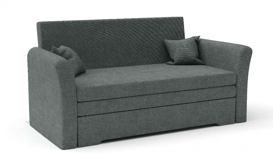 Прямой диван Виктория выкатной темно-серый велюр