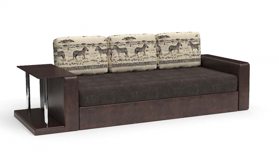 Прямой диван Адонис с подушками Animal еврокнижка экокожа коричневая + велюр коричневый