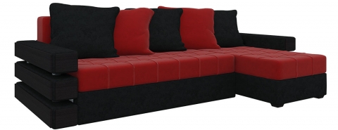 Угловой диван Венеция еврокнижка - Велюр Красный+Черный