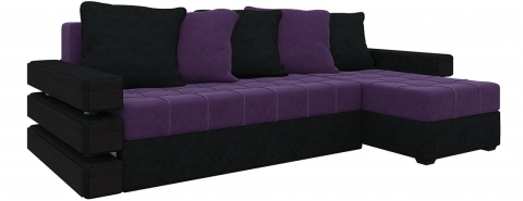 Угловой диван Венеция еврокнижка - Велюр Фиолетовый+Черный